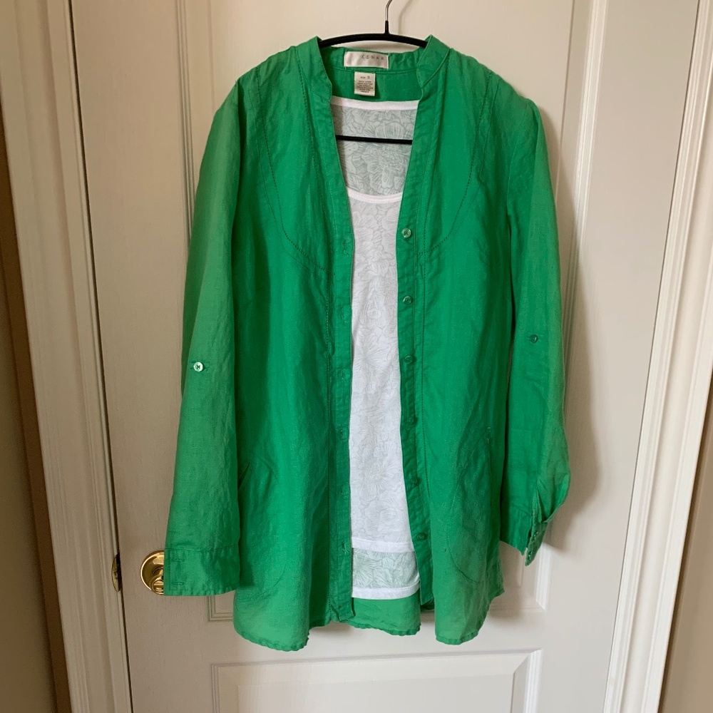 BUTTON UP LINNEN/COTTON LIGHTWEIGHT JACKET